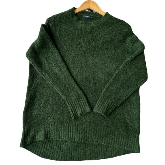 Zara Sweaters Zara Womens Green Oversize Knit Wool Blend